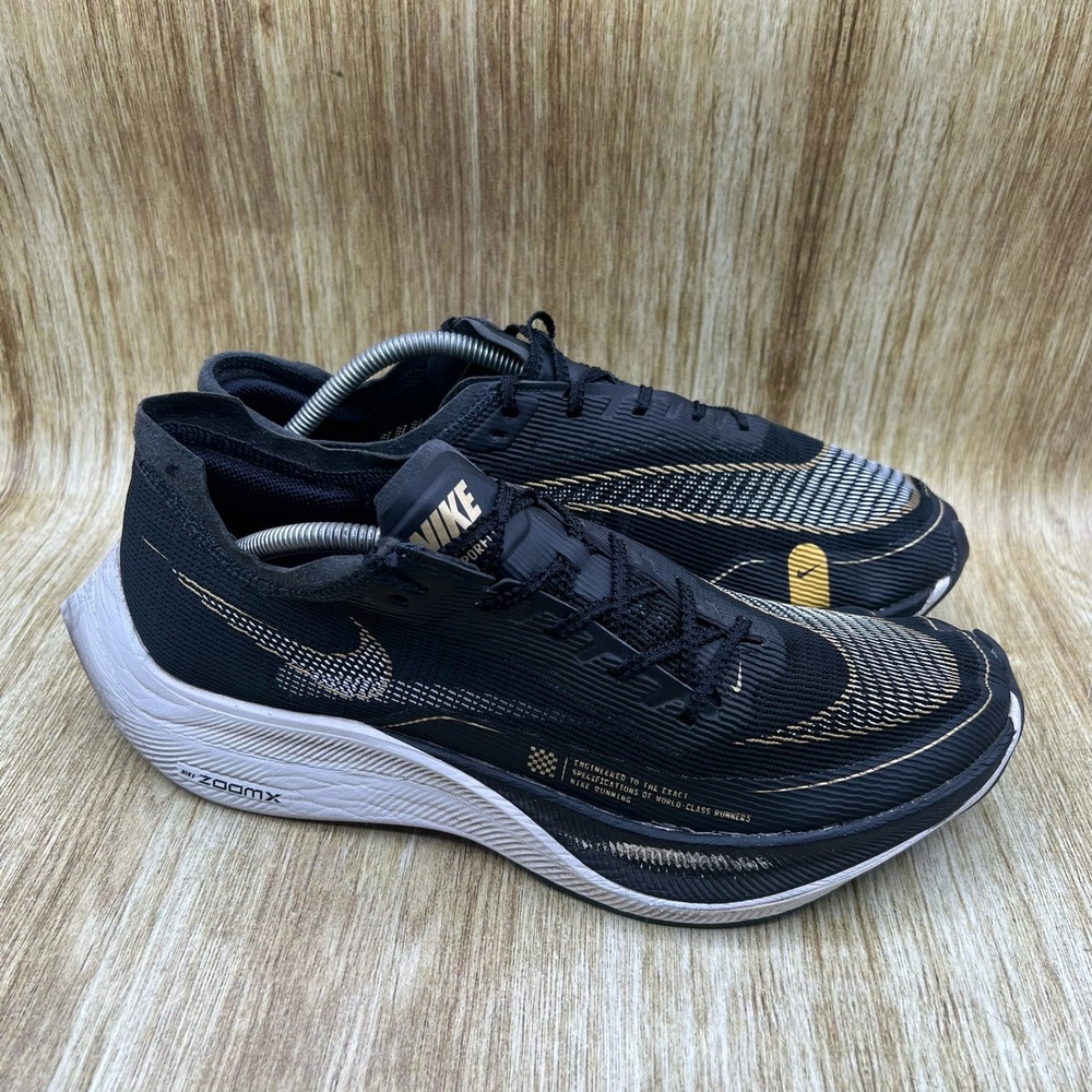 Nike ZoomX Vaporfly Next% 2 Mens Size 11.5 Black Gold Racing Sneakers CU4111-001